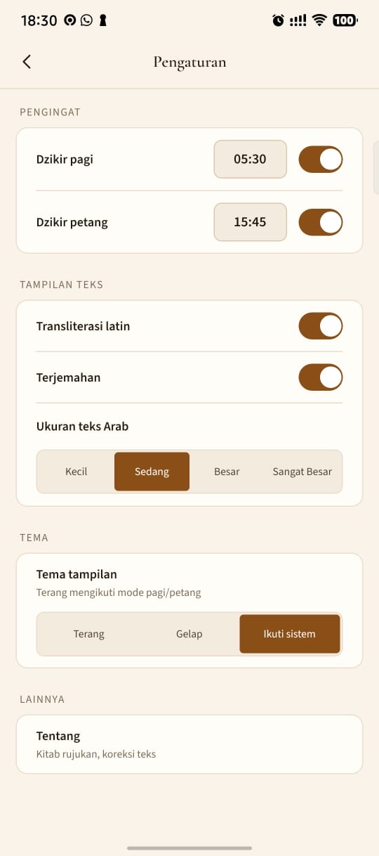 Ukuran teks Arab